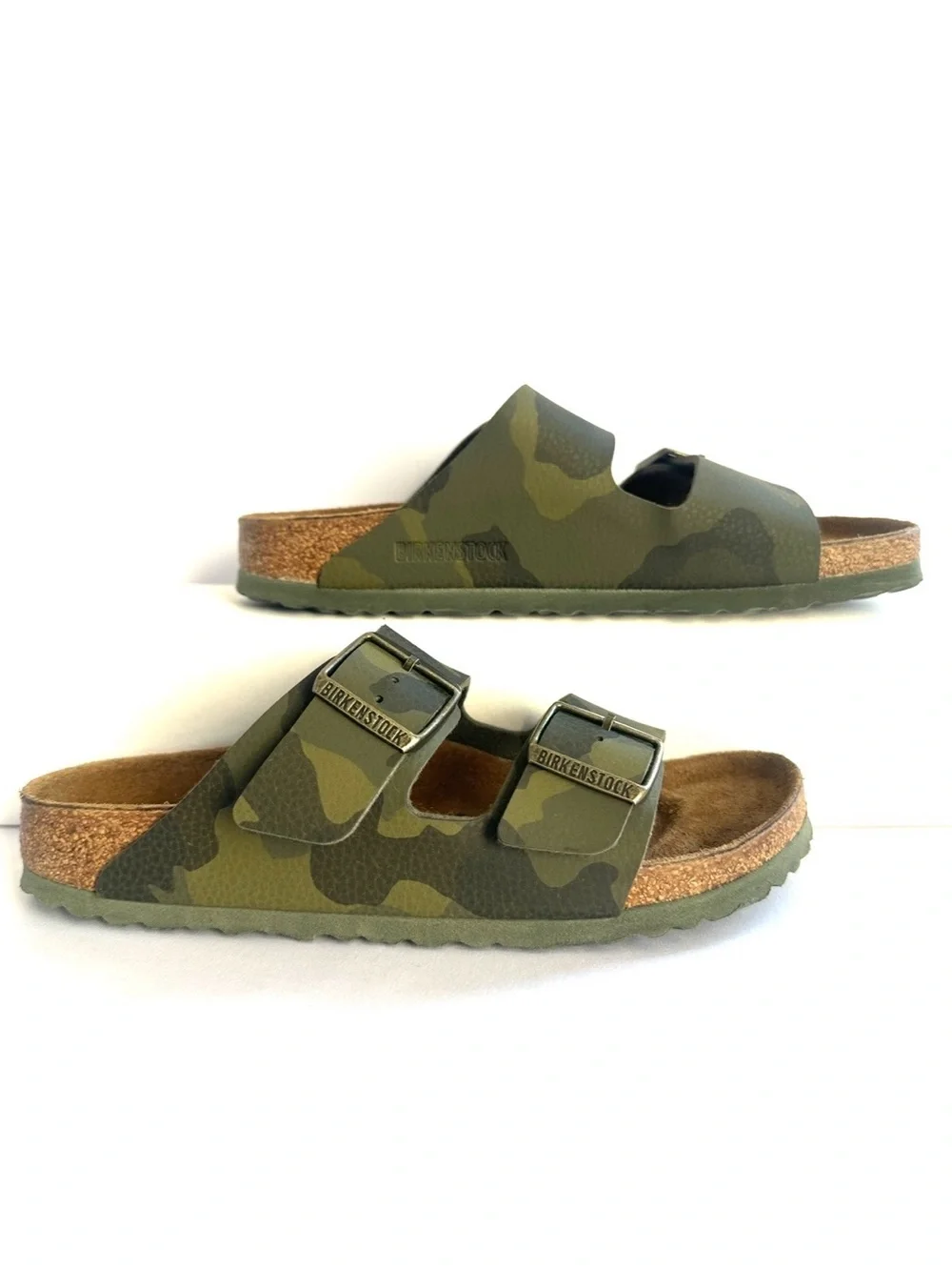 BIRKENSTOCK ARIZONA DOUBLE BUCKLE DESERT SOIL CAMO GREEN GORPCORE EUC Sz38 7-7.5
